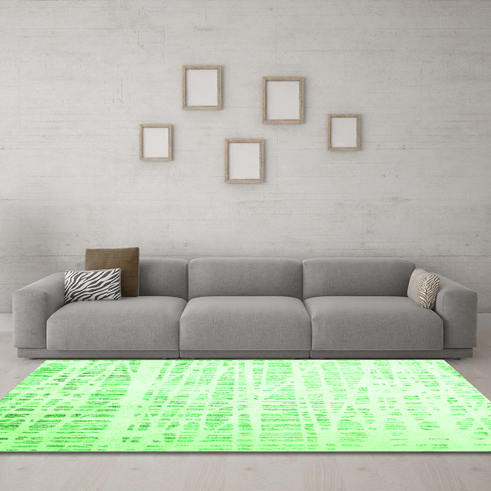 Machine Washable Solid Green Modern Area Rugs in a Living Room,, wshcon2266grn