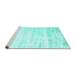 Sideview of Machine Washable Solid Turquoise Modern Area Rugs, wshcon2266turq