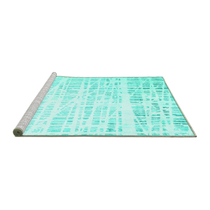 Sideview of Machine Washable Solid Turquoise Modern Area Rugs, wshcon2266turq