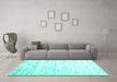 Machine Washable Solid Turquoise Modern Area Rugs in a Living Room,, wshcon2266turq