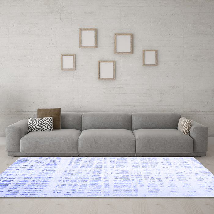 Machine Washable Solid Blue Modern Rug in a Living Room, wshcon2266blu