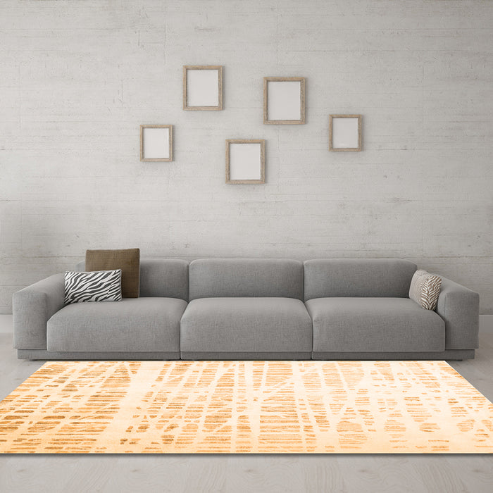 Machine Washable Solid Orange Modern Area Rugs in a Living Room, wshcon2266org