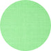 Round Machine Washable Solid Emerald Green Modern Area Rugs, wshcon2267emgrn