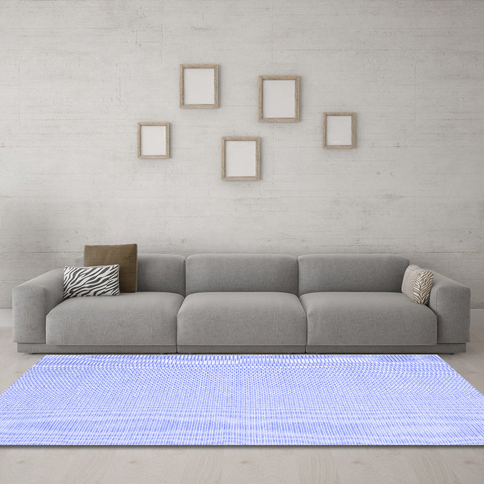Machine Washable Solid Blue Modern Rug in a Living Room, wshcon2267blu