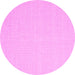 Round Machine Washable Solid Pink Modern Rug, wshcon2267pnk