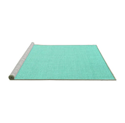Sideview of Machine Washable Solid Turquoise Modern Area Rugs, wshcon2267turq
