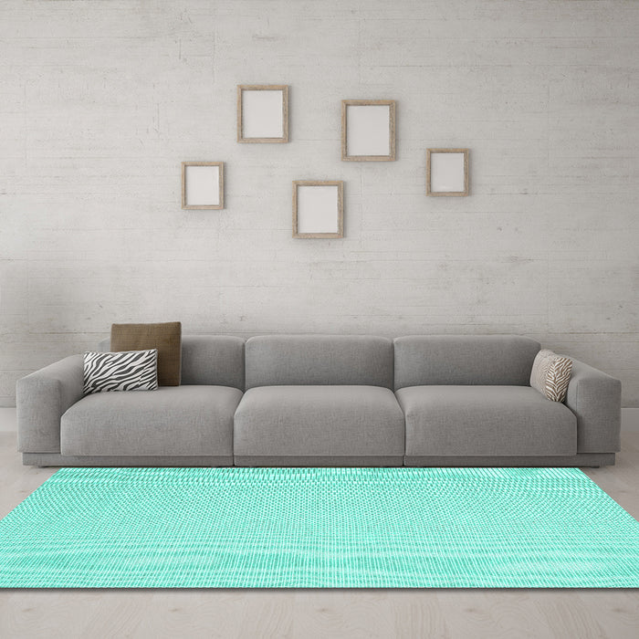 Machine Washable Solid Turquoise Modern Area Rugs in a Living Room,, wshcon2267turq
