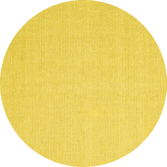 Round Machine Washable Solid Yellow Modern Rug, wshcon2267yw