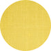 Round Machine Washable Solid Yellow Modern Rug, wshcon2267yw