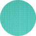 Round Machine Washable Abstract Turquoise Contemporary Area Rugs, wshcon2268turq