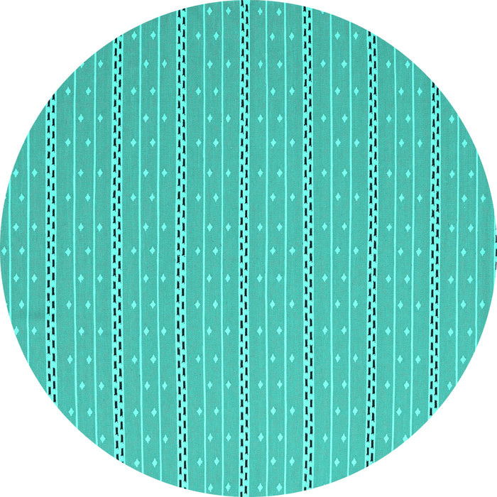 Round Abstract Turquoise Contemporary Rug, con2268turq