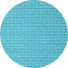 Round Abstract Light Blue Contemporary Rug, con2268lblu