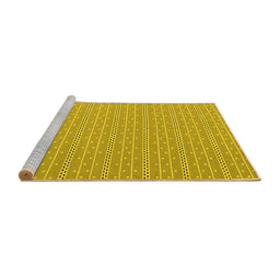 Sideview of Machine Washable Abstract Yellow Contemporary Rug, wshcon2268yw