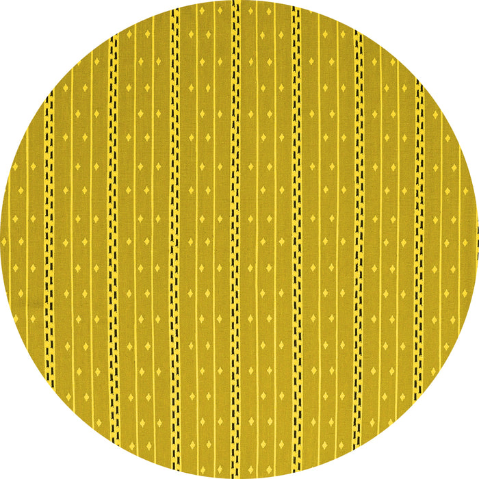 Round Machine Washable Abstract Yellow Contemporary Rug, wshcon2268yw