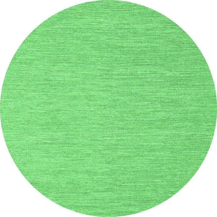 Round Machine Washable Abstract Emerald Green Contemporary Area Rugs, wshcon2269emgrn