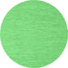 Round Machine Washable Abstract Emerald Green Contemporary Area Rugs, wshcon2269emgrn