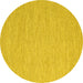 Round Machine Washable Abstract Yellow Contemporary Rug, wshcon2269yw