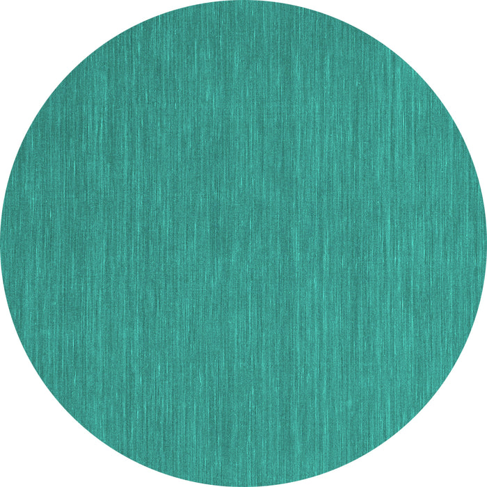 Round Machine Washable Abstract Turquoise Contemporary Area Rugs, wshcon226turq