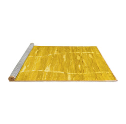 Sideview of Machine Washable Abstract Yellow Contemporary Rug, wshcon2270yw