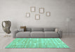 Machine Washable Abstract Turquoise Contemporary Area Rugs in a Living Room,, wshcon2270turq