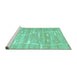 Sideview of Machine Washable Abstract Turquoise Contemporary Area Rugs, wshcon2270turq