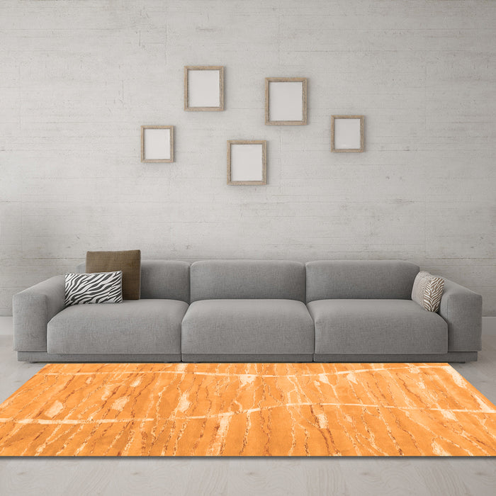 Machine Washable Abstract Orange Contemporary Area Rugs in a Living Room, wshcon2270org