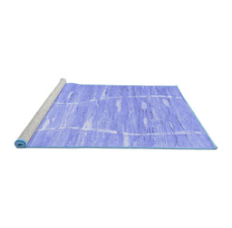 Sideview of Machine Washable Abstract Blue Contemporary Rug, wshcon2270blu