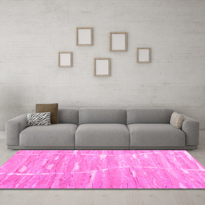 Machine Washable Abstract Pink Contemporary Rug in a Living Room, wshcon2270pnk