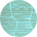 Round Abstract Light Blue Contemporary Rug, con2270lblu