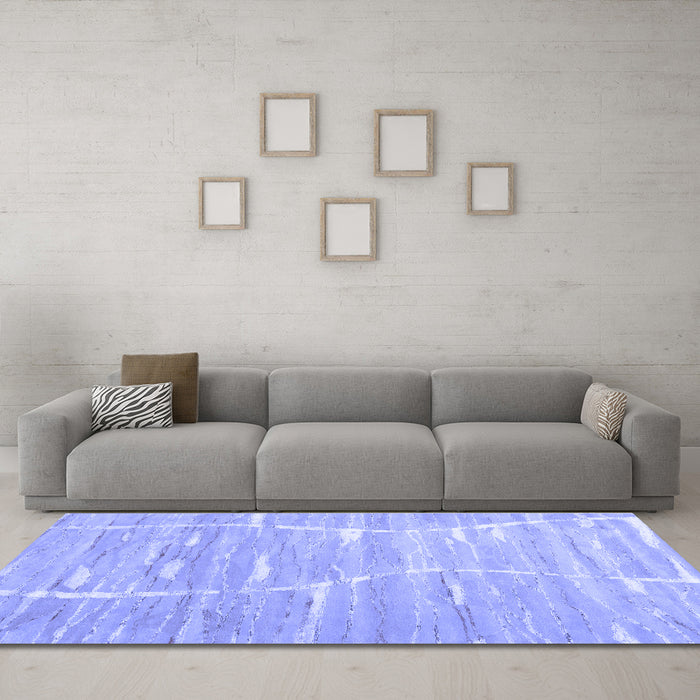 Machine Washable Abstract Blue Contemporary Rug in a Living Room, wshcon2270blu