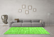 Machine Washable Abstract Green Contemporary Area Rugs in a Living Room,, wshcon2270grn