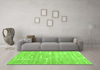 Machine Washable Abstract Green Contemporary Rug, wshcon2270grn