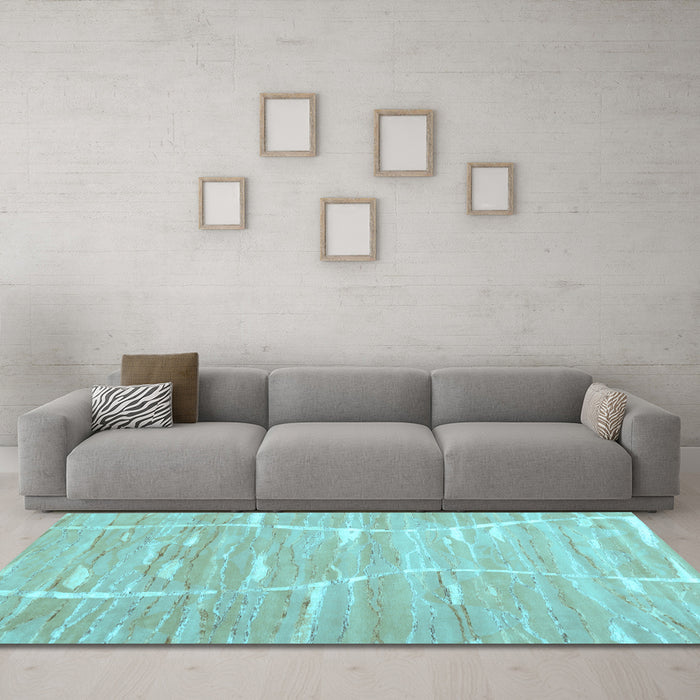 Machine Washable Abstract Light Blue Contemporary Rug in a Living Room, wshcon2270lblu