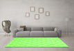 Machine Washable Trellis Green Modern Area Rugs in a Living Room,, wshcon2271grn