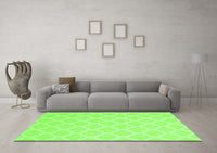 Machine Washable Trellis Green Modern Rug, wshcon2271grn