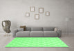 Machine Washable Trellis Emerald Green Modern Area Rugs in a Living Room,, wshcon2271emgrn