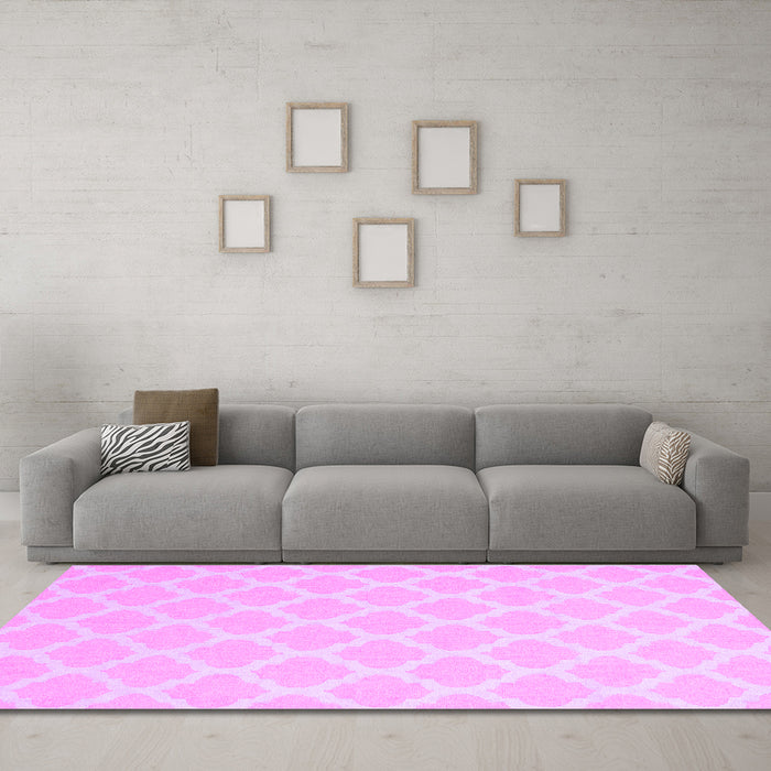 Machine Washable Trellis Purple Modern Area Rugs in a Living Room, wshcon2271pur