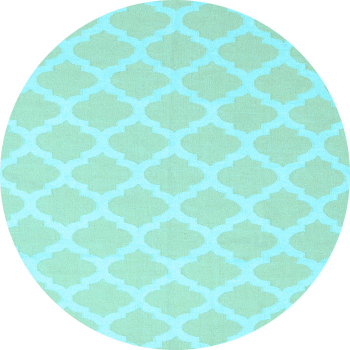 Round Machine Washable Trellis Light Blue Modern Rug, wshcon2271lblu