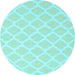 Round Machine Washable Trellis Light Blue Modern Rug, wshcon2271lblu