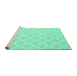 Sideview of Machine Washable Trellis Turquoise Modern Area Rugs, wshcon2271turq