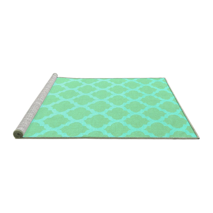 Sideview of Machine Washable Trellis Turquoise Modern Area Rugs, wshcon2271turq