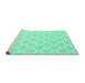 Sideview of Machine Washable Trellis Turquoise Modern Area Rugs, wshcon2271turq