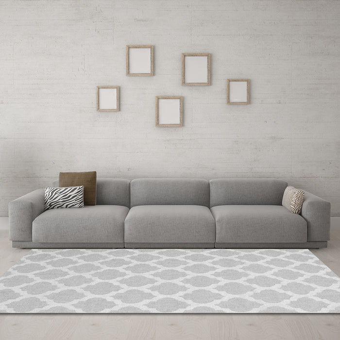 Machine Washable Trellis Gray Modern Rug in a Living Room,, wshcon2271gry