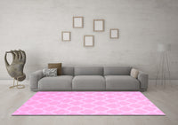 Machine Washable Trellis Pink Modern Rug, wshcon2271pnk