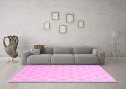 Machine Washable Trellis Pink Modern Rug in a Living Room, wshcon2271pnk