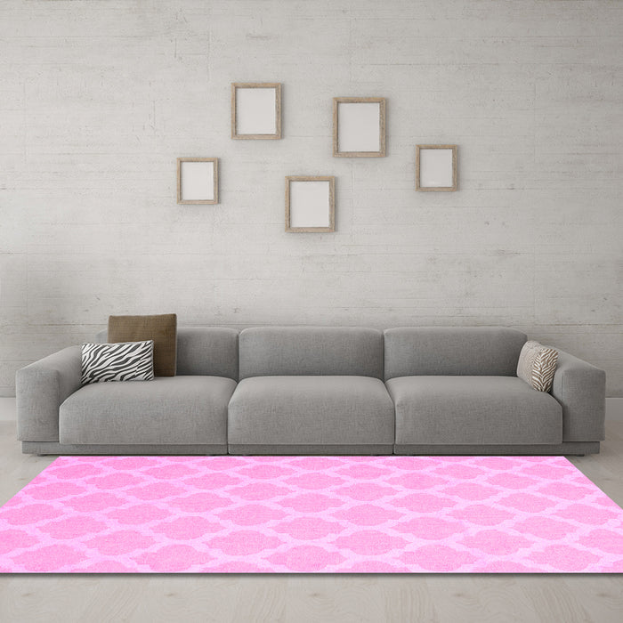 Machine Washable Trellis Pink Modern Rug in a Living Room, wshcon2271pnk