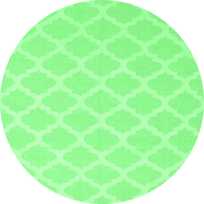 Round Machine Washable Trellis Emerald Green Modern Area Rugs, wshcon2271emgrn
