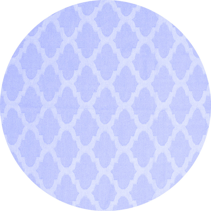 Round Machine Washable Trellis Blue Modern Rug, wshcon2271blu