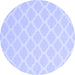 Round Machine Washable Trellis Blue Modern Rug, wshcon2271blu