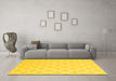 Machine Washable Trellis Yellow Modern Rug in a Living Room, wshcon2271yw